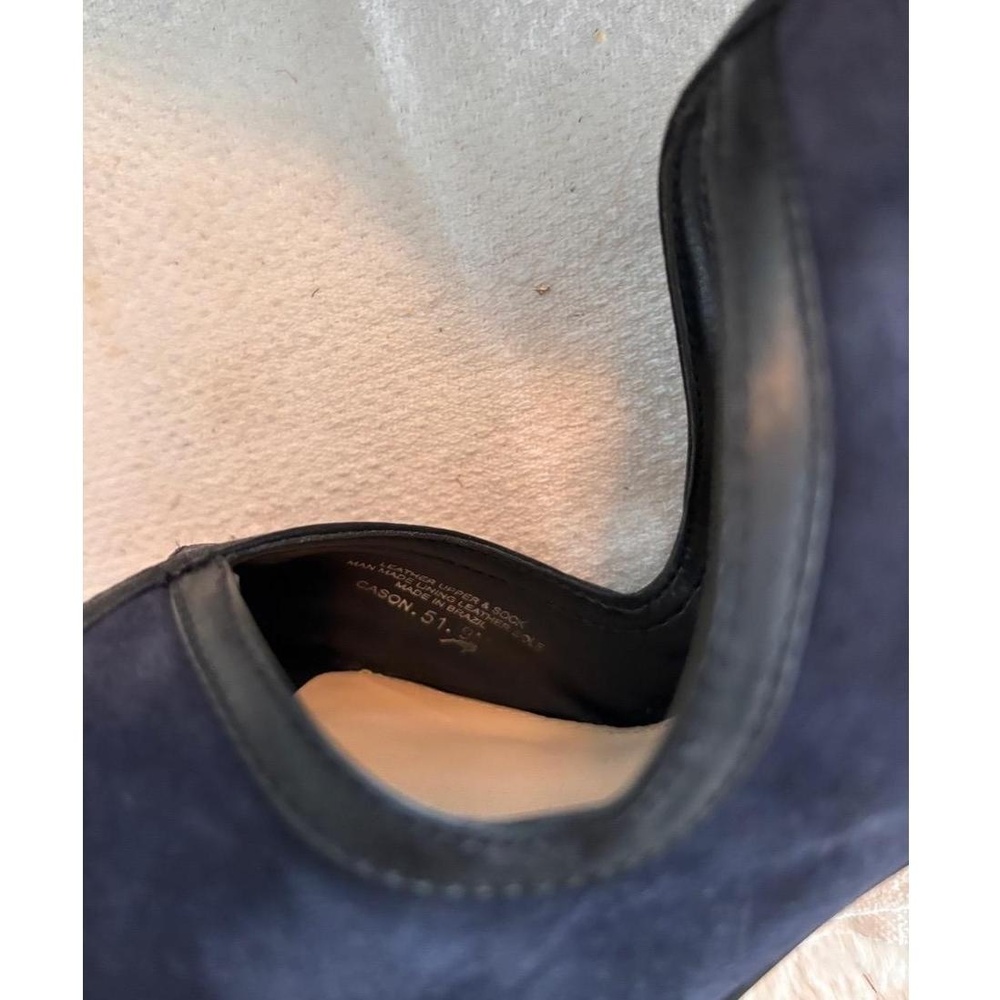 ANTONIO MELANI CASON 51 Size 9 Navy Suede Leather Open Toe Ankle Strap Heels - Picture 5 of 6